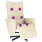 vidaXL Sillón reclinable masaje con reposapiés cuero sintético crema vidaXL Sillón reclinable masaje con reposapiés cuero sintético crema