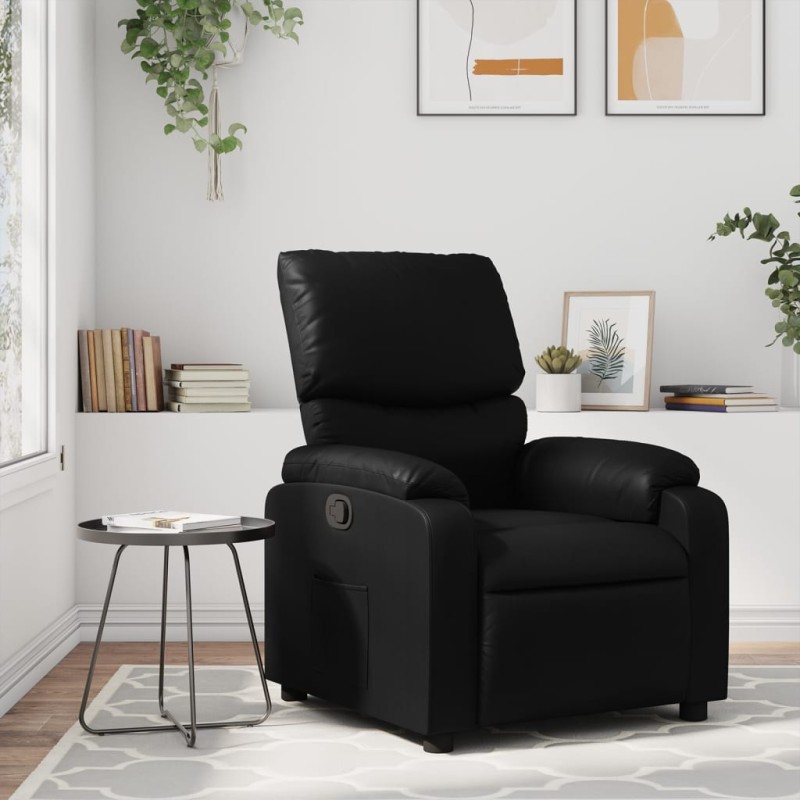 vidaXL Sillón reclinable de cuero sintético negro vidaXL Sillón reclinable de cuero sintético negro