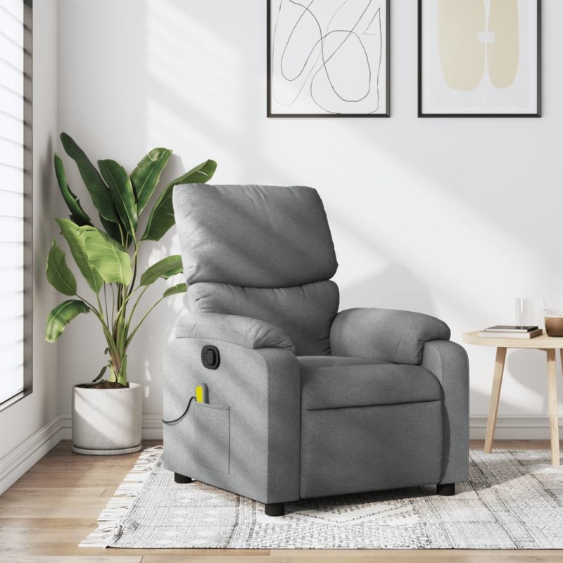 vidaXL Sillón reclinable de masaje de tela gris claro vidaXL Sillón reclinable de masaje de tela gris claro
