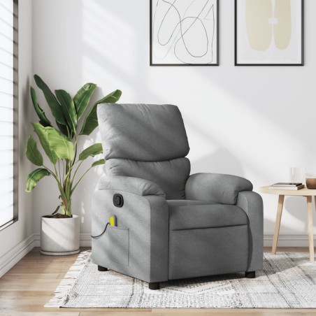 vidaXL Sillón reclinable de masaje de tela gris claro