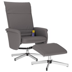 vidaXL Sillón de masaje reclinable con reposapiés cuero sintético gris