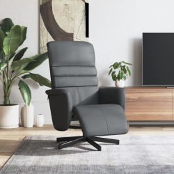 vidaXL Sillón reclinable con reposapiés cuero sintético gris