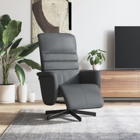 vidaXL Sillón reclinable con reposapiés cuero sintético gris