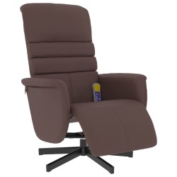 vidaXL Sillón reclinable masaje con reposapiés cuero sintético marrón