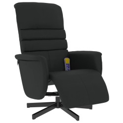 vidaXL Sillón reclinable masaje con reposapiés cuero sintético negro