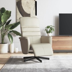 vidaXL Sillón reclinable con reposapiés cuero sintético color crema