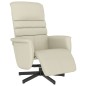 vidaXL Sillón reclinable con reposapiés cuero sintético color crema