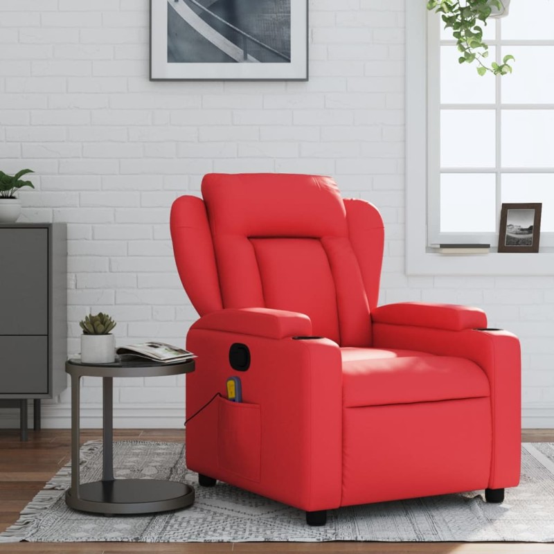 vidaXL Sillón de masaje reclinable cuero sintético rojo vidaXL Sillón de masaje reclinable cuero sintético rojo
