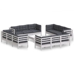 vidaXL Muebles de jardín 13 pzas con cojines antracita madera de pino
