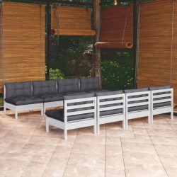 vidaXL Muebles de jardín 9 pzas con cojines madera maciza de pino