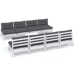 vidaXL Muebles de jardín 9 pzas con cojines madera maciza de pino