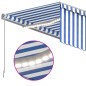 vidaXL Toldo automático persiana LED sensor viento azul blanco 4,5x3 m vidaXL Toldo automático persiana LED sensor viento azul blanco 4,5x3 m
