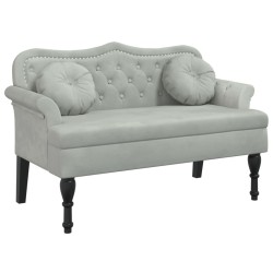 vidaXL Banco con cojines terciopelo gris claro 120,5x65x75 cm
