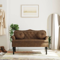 vidaXL Banco con cojines ante sintético marrón 120,5x65x75 cm