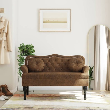 vidaXL Banco con cojines ante sintético marrón 120,5x65x75 cm