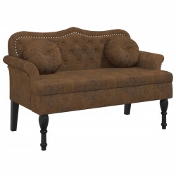 vidaXL Banco con cojines ante sintético marrón 120,5x65x75 cm