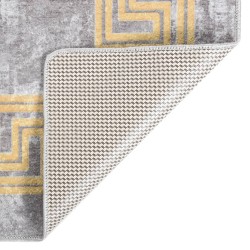 vidaXL Alfombra lavable antideslizante gris y dorado 120x170 cm