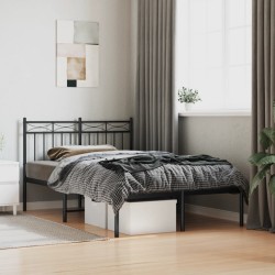 vidaXL Estructura de cama con cabecero metal negro 120x200 cm