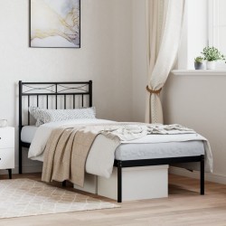 vidaXL Estructura de cama con cabecero metal negro 80x200 cm