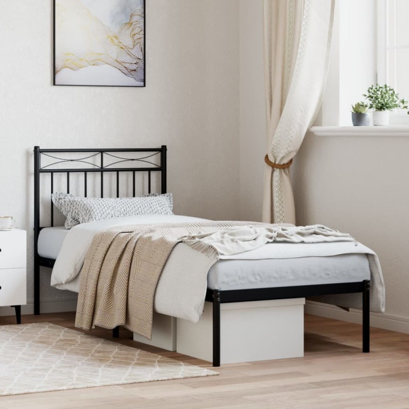 vidaXL Estructura de cama con cabecero metal negro 80x200 cm vidaXL Estructura de cama con cabecero metal negro 80x200 cm