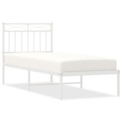 vidaXL Estructura de cama de metal con cabecero blanco 75x190 cm