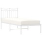 vidaXL Estructura de cama de metal con cabecero blanco 75x190 cm vidaXL Estructura de cama de metal con cabecero blanco 75x190 cm