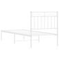 vidaXL Estructura de cama de metal con cabecero blanco 75x190 cm vidaXL Estructura de cama de metal con cabecero blanco 75x190 cm