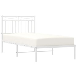 vidaXL Estructura de cama de metal con cabecero blanco 90x190 cm