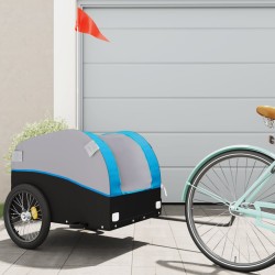vidaXL Remolque para bicicleta hierro negro y azul 45 kg