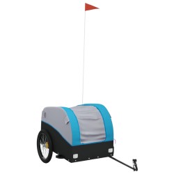 vidaXL Remolque para bicicleta hierro negro y azul 45 kg