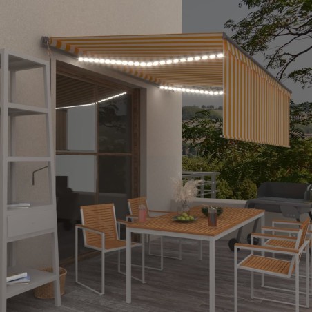 vidaXL Toldo automático persiana LED sensor de viento 4,5x3m