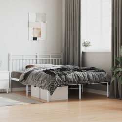 vidaXL Estructura de cama de metal con cabecero blanca 135x190 cm