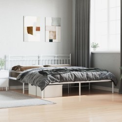 vidaXL Estructura de cama de metal con cabecero blanco 183x213 cm