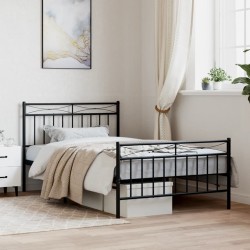 vidaXL Estructura de cama con cabecero y estribo metal negro 107x203cm