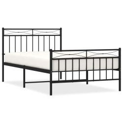 vidaXL Estructura de cama con cabecero y estribo metal negro 107x203cm