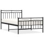 vidaXL Estructura de cama con cabecero y estribo metal negro 107x203cm vidaXL Estructura de cama con cabecero y estribo metal negro 107x203cm