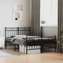 vidaXL Estructura de cama cabecero y pie de cama metal negro 120x200cm