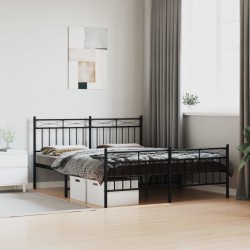 vidaXL Estructura de cama cabecero y pie de cama metal negro 150x200cm
