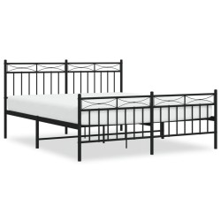 vidaXL Estructura de cama cabecero y pie de cama metal negro 150x200cm