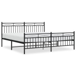 vidaXL Estructura de cama cabecero y pie de cama metal negro 180x200cm