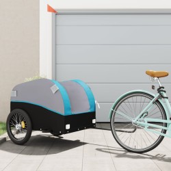 vidaXL Remolque para bicicleta hierro negro y azul 45 kg