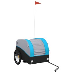 vidaXL Remolque para bicicleta hierro negro y azul 45 kg