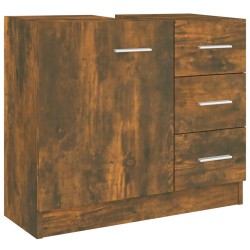 vidaXL Mueble de lavabo madera contrachapada roble ahumado 63x30x54 cm