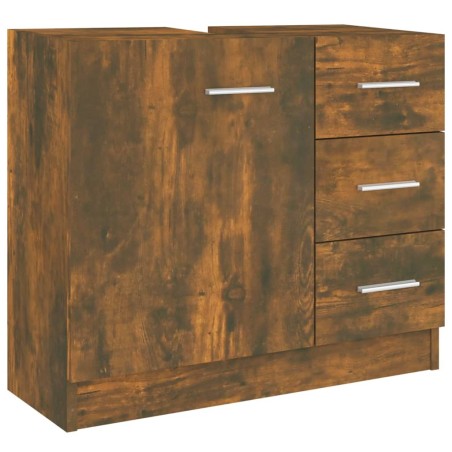vidaXL Mueble de lavabo madera contrachapada roble ahumado 63x30x54 cm