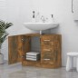 vidaXL Mueble de lavabo madera contrachapada roble ahumado 63x30x54 cm vidaXL Mueble de lavabo madera contrachapada roble ahumado 63x30x54 cm