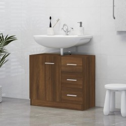 vidaXL Mueble de lavabo madera contrachapada marrón roble 63x30x54 cm