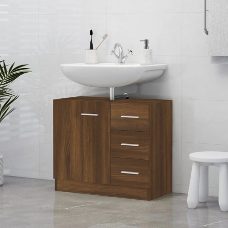 vidaXL Mueble de lavabo madera contrachapada marrón roble 63x30x54 cm