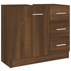 vidaXL Mueble de lavabo madera contrachapada marrón roble 63x30x54 cm