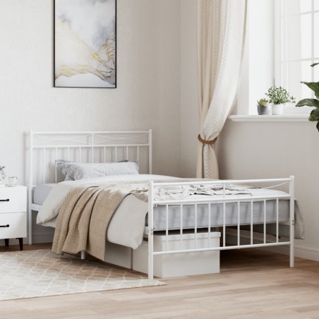 vidaXL Estructura cama metal con cabecero y pie cama blanca 100x200 cm