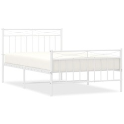 vidaXL Estructura cama metal con cabecero y pie cama blanca 100x200 cm